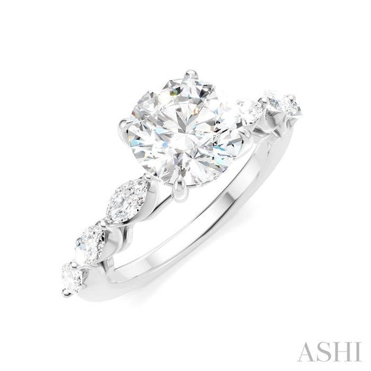 ASHI Round Shape Semi-Mount Diamond Engagement Ring 192A2PPFHWG-SM-RD2