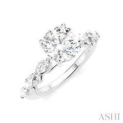ASHI Round Shape Semi-Mount Diamond Engagement Ring 192A2PPFHWG-SM-RD2