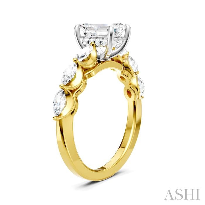 ASHI Emerald Shape Semi-Mount Diamond Engagement Ring 192A2PPFHYW-SM-EM1