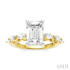 ASHI Emerald Shape Semi-Mount Diamond Engagement Ring 192A2PPFHYW-SM-EM2