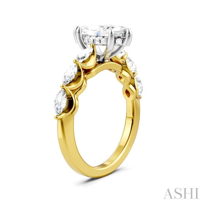 ASHI Marquise Shape Semi-Mount Diamond Engagement Ring 192A2PPFHYW-SM-MQ1