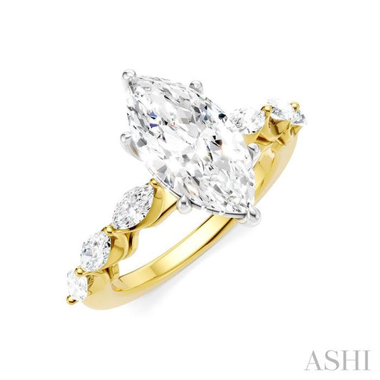 ASHI Marquise Shape Semi-Mount Diamond Engagement Ring 192A2PPFHYW-SM-MQ2