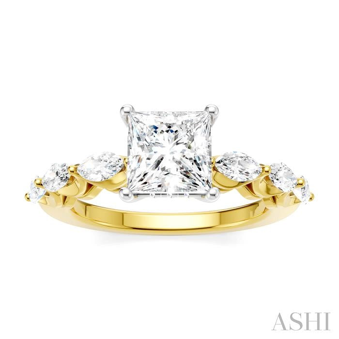 ASHI Princess Shape Semi-Mount Diamond Engagement Ring 192A2PPFHYW-SM-PN1