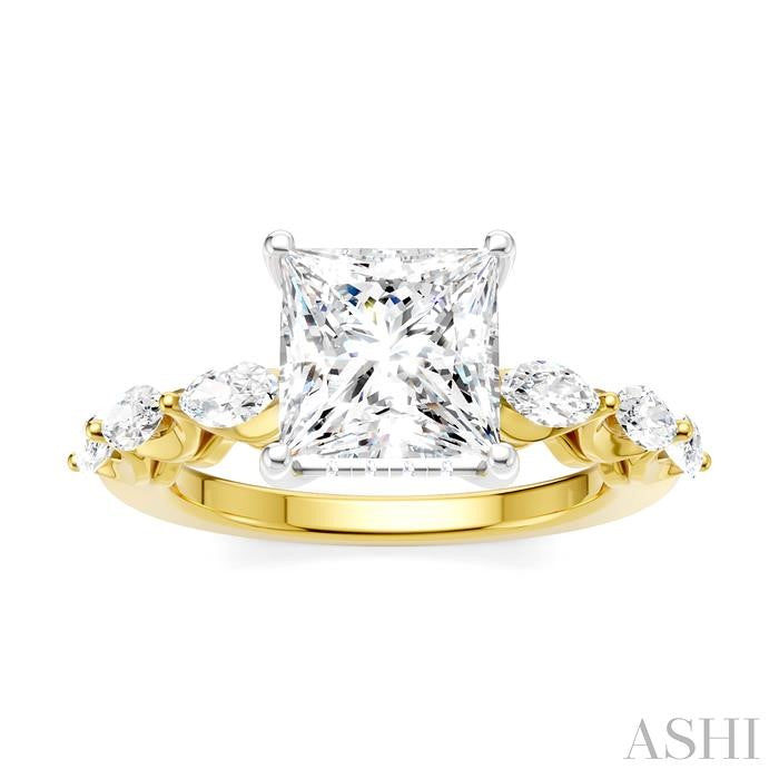 ASHI Princess Shape Semi-Mount Diamond Engagement Ring 192A2PPFHYW-SM-PN2