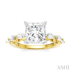 ASHI Princess Shape Semi-Mount Diamond Engagement Ring 192A2PPFHYW-SM-PN2