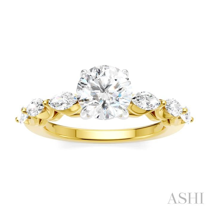 ASHI Round Shape Semi-Mount Diamond Engagement Ring 192A2PPFHYW-SM-RD1