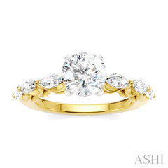 ASHI Round Shape Semi-Mount Diamond Engagement Ring 192A2PPFHYW-SM-RD1