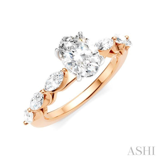 ASHI Oval Shape Semi-Mount Diamond Engagement Ring 192A3PPFHPW-SM-OV1