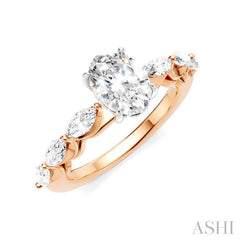 ASHI Oval Shape Semi-Mount Diamond Engagement Ring 192A3PPFHPW-SM-OV1