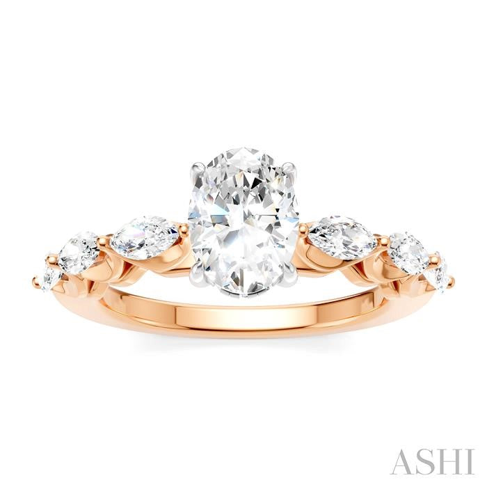 ASHI Oval Shape Semi-Mount Diamond Engagement Ring 192A3PPFHPW-SM-OV1
