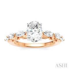 ASHI Oval Shape Semi-Mount Diamond Engagement Ring 192A3PPFHPW-SM-OV1