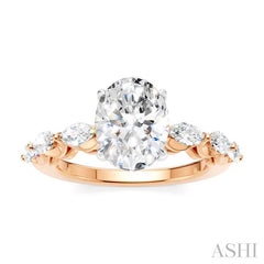 ASHI Oval Shape Semi-Mount Diamond Engagement Ring 192A3PPFHPW-SM-OV2