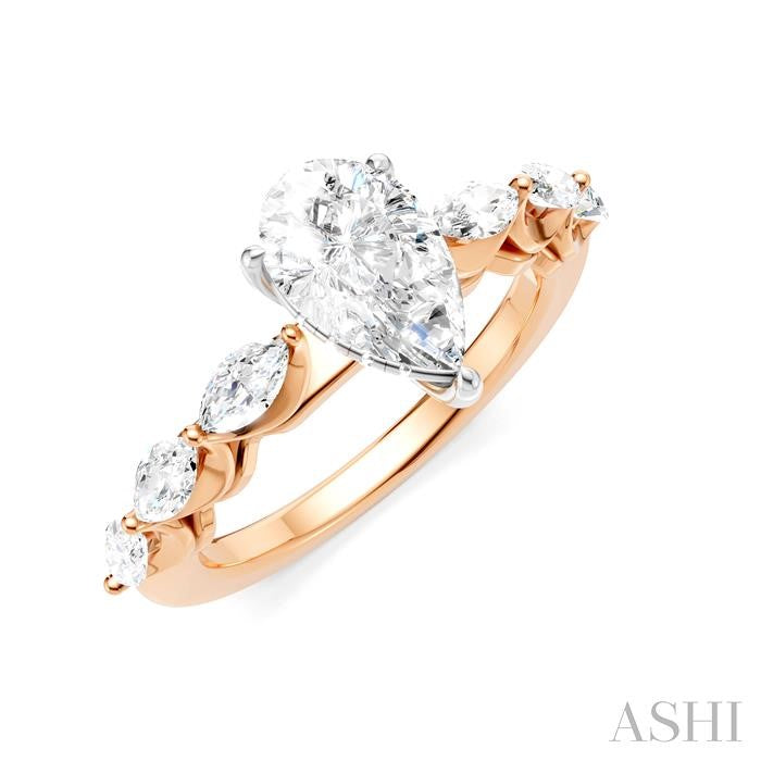 ASHI Pear Shape Semi-Mount Diamond Engagement Ring 192A3PPFHPW-SM-PR1
