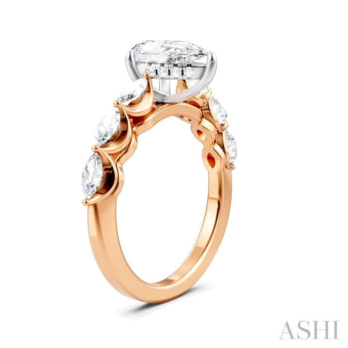 ASHI Pear Shape Semi-Mount Diamond Engagement Ring 192A3PPFHPW-SM-PR1