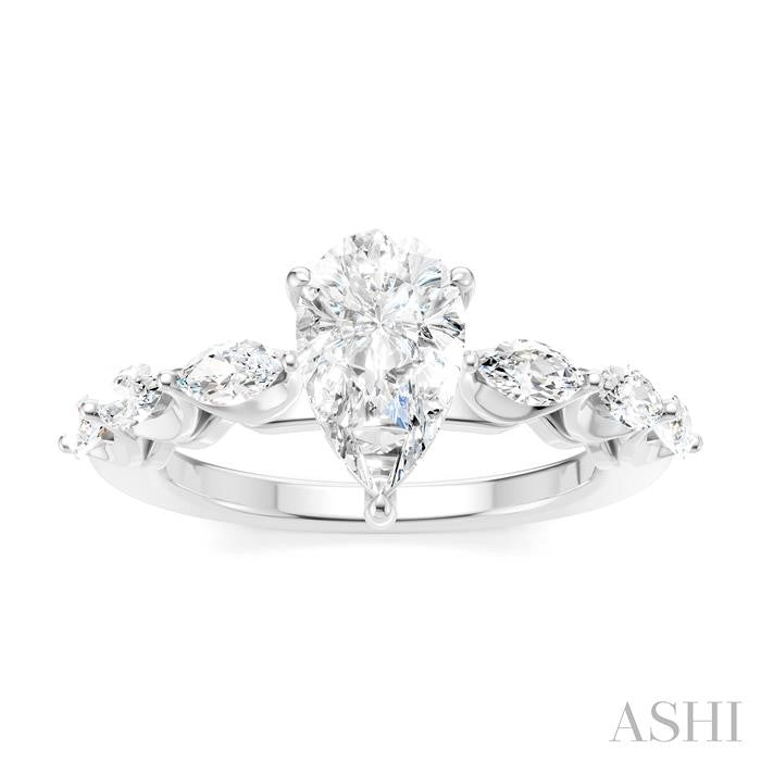 ASHI Pear Shape Semi-Mount Diamond Engagement Ring 192A3PPFHWG-SM-PR1