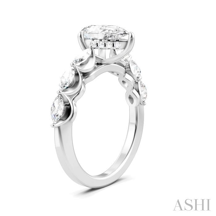 ASHI Pear Shape Semi-Mount Diamond Engagement Ring 192A3PPFHWG-SM-PR1