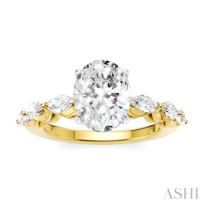 ASHI Oval Shape Semi-Mount Diamond Engagement Ring 192A3PPFHYW-SM-OV2