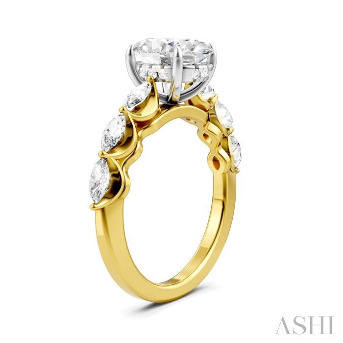 ASHI Oval Shape Semi-Mount Diamond Engagement Ring 192A3PPFHYW-SM-OV2