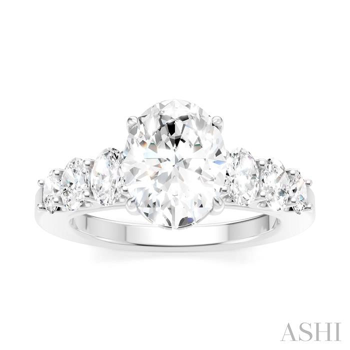 ASHI Oval Shape Semi-Mount Diamond Engagement Ring 192B1PPFHWG-SM-OV2