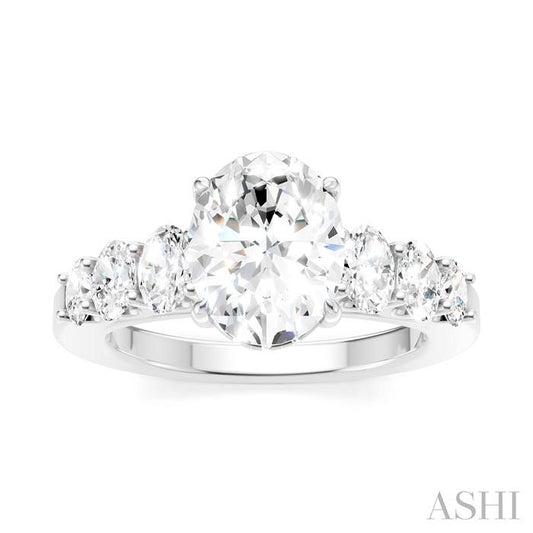 ASHI Oval Shape Semi-Mount Diamond Engagement Ring 192B1PPFHWG-SM-OV2