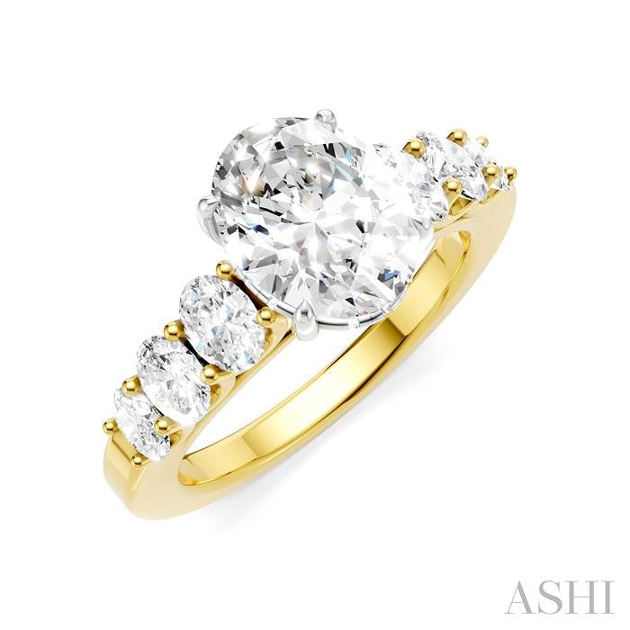 ASHI Oval Shape Semi-Mount Diamond Engagement Ring 192B1PPFHYW-SM-OV2