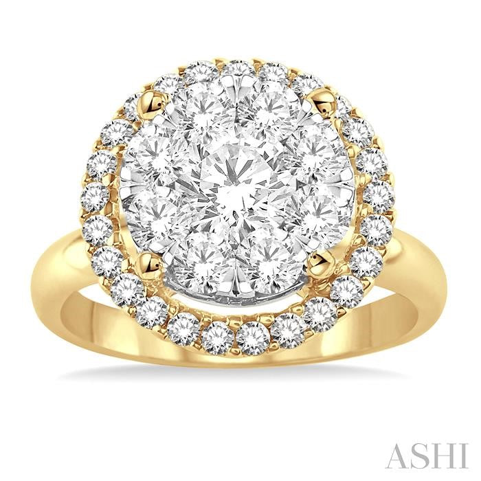 ASHI Round Shape Halo Lovebright Essential Diamond Engagement Ring 19310PPFVYW-LE-1.50