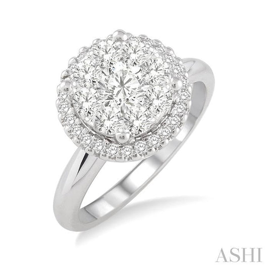 ASHI Round Shape Halo Lovebright Essential Diamond Engagement Ring 19313PPFVWG-LE