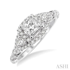 ASHI Princess Shape Halo Diamond Engagement Ring 19343PPFVWG-LE