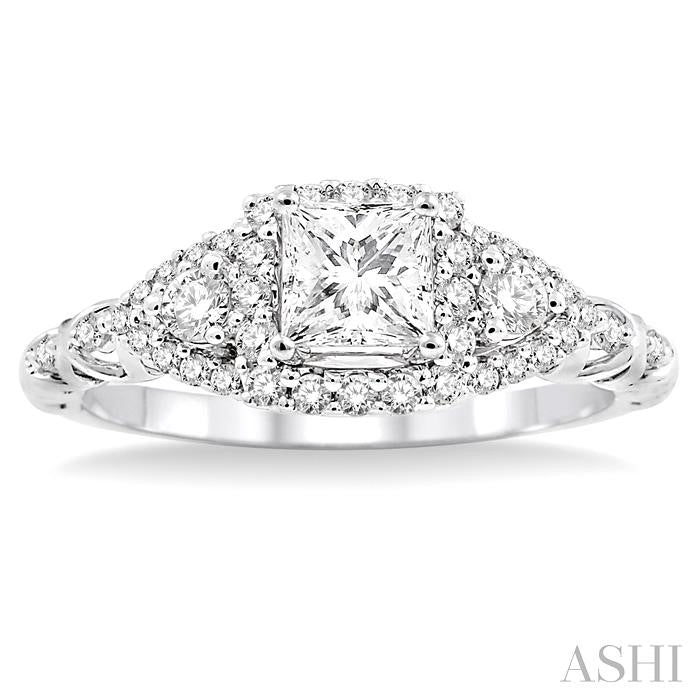 ASHI Princess Shape Halo Diamond Engagement Ring 19343PPFVWG-LE