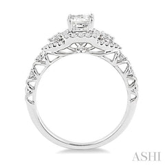 ASHI Princess Shape Halo Diamond Engagement Ring 19343PPFVWG-LE