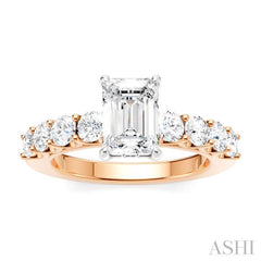 ASHI Emerald Shape Semi-Mount Diamond Engagement Ring 193A2PPFHPW-SM-EM1