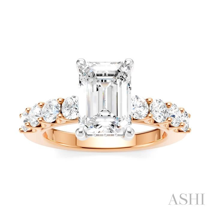 ASHI Emerald Shape Semi-Mount Diamond Engagement Ring 193A2PPFHPW-SM-EM2