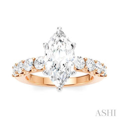 ASHI Marquise Shape Semi-Mount Diamond Engagement Ring 193A2PPFHPW-SM-MQ2