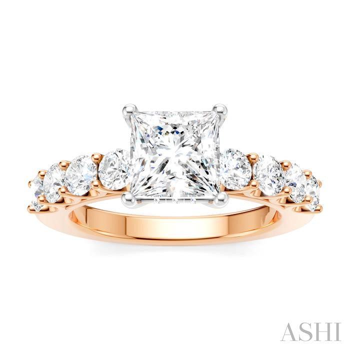 ASHI Princess Shape Semi-Mount Diamond Engagement Ring 193A2PPFHPW-SM-PN1