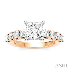 ASHI Princess Shape Semi-Mount Diamond Engagement Ring 193A2PPFHPW-SM-PN1