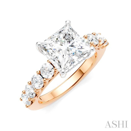 ASHI Princess Shape Semi-Mount Diamond Engagement Ring 193A2PPFHPW-SM-PN2