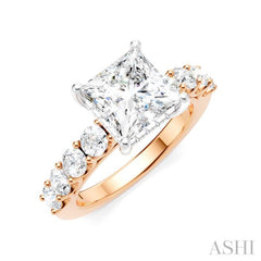 ASHI Princess Shape Semi-Mount Diamond Engagement Ring 193A2PPFHPW-SM-PN2
