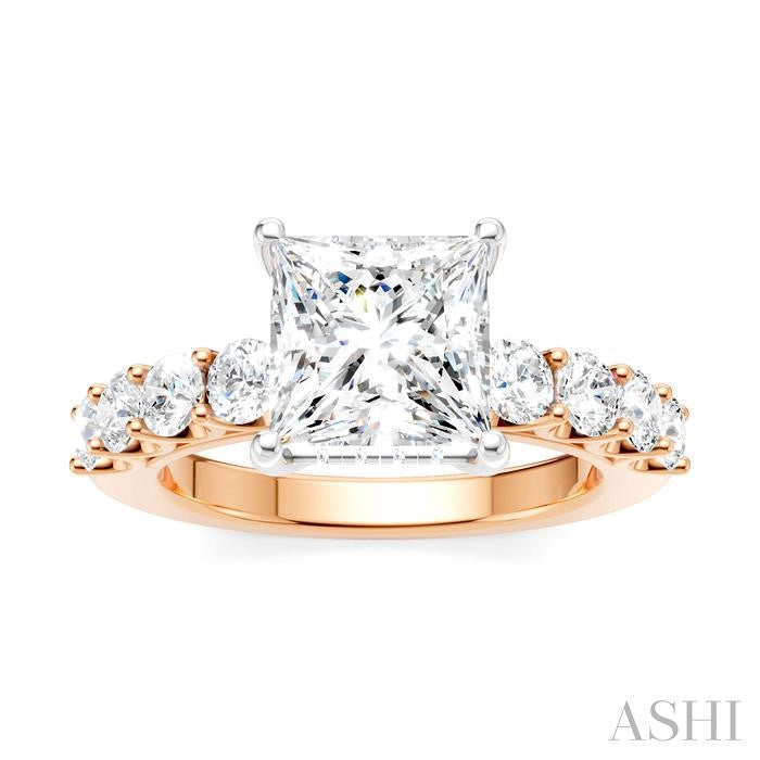 ASHI Princess Shape Semi-Mount Diamond Engagement Ring 193A2PPFHPW-SM-PN2