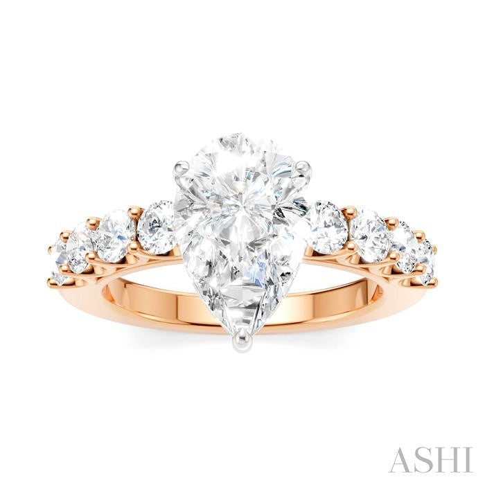 ASHI Pear Shape Semi-Mount Diamond Engagement Ring 193A2PPFHPW-SM-PR2