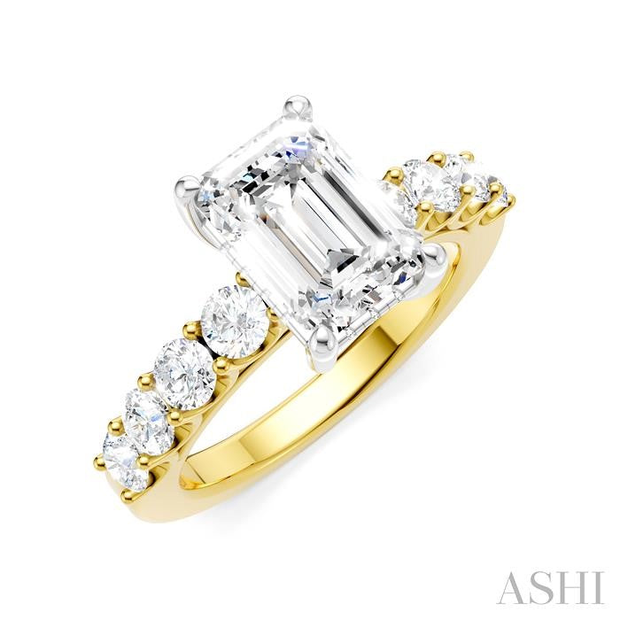 ASHI Emerald Shape Semi-Mount Diamond Engagement Ring 193A2PPFHYW-SM-EM2