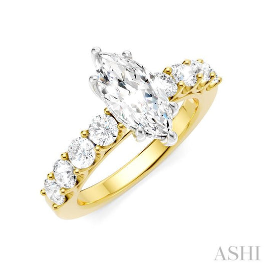ASHI Marquise Shape Semi-Mount Diamond Engagement Ring 193A2PPFHYW-SM-MQ1