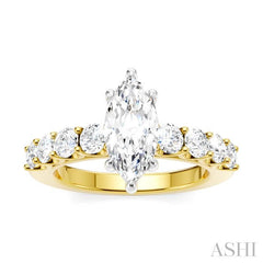 ASHI Marquise Shape Semi-Mount Diamond Engagement Ring 193A2PPFHYW-SM-MQ1