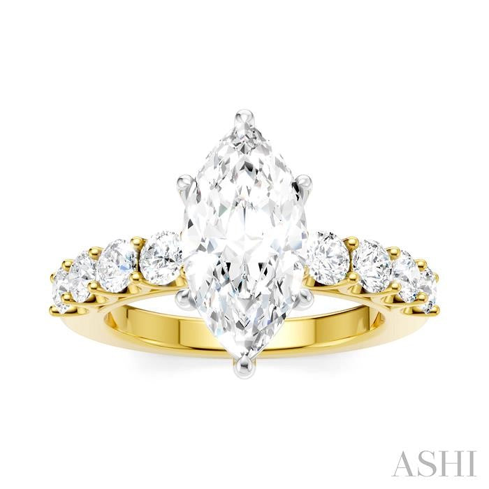 ASHI Marquise Shape Semi-Mount Diamond Engagement Ring 193A2PPFHYW-SM-MQ2