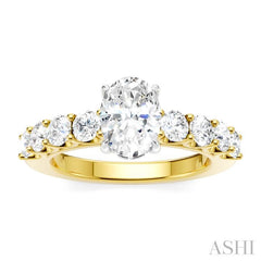 ASHI Oval Shape Semi-Mount Diamond Engagement Ring 193A2PPFHYW-SM-OV1