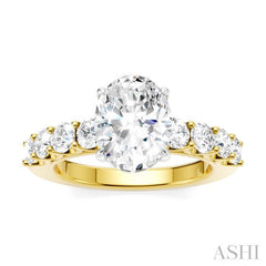 ASHI Oval Shape Semi-Mount Diamond Engagement Ring 193A2PPFHYW-SM-OV2