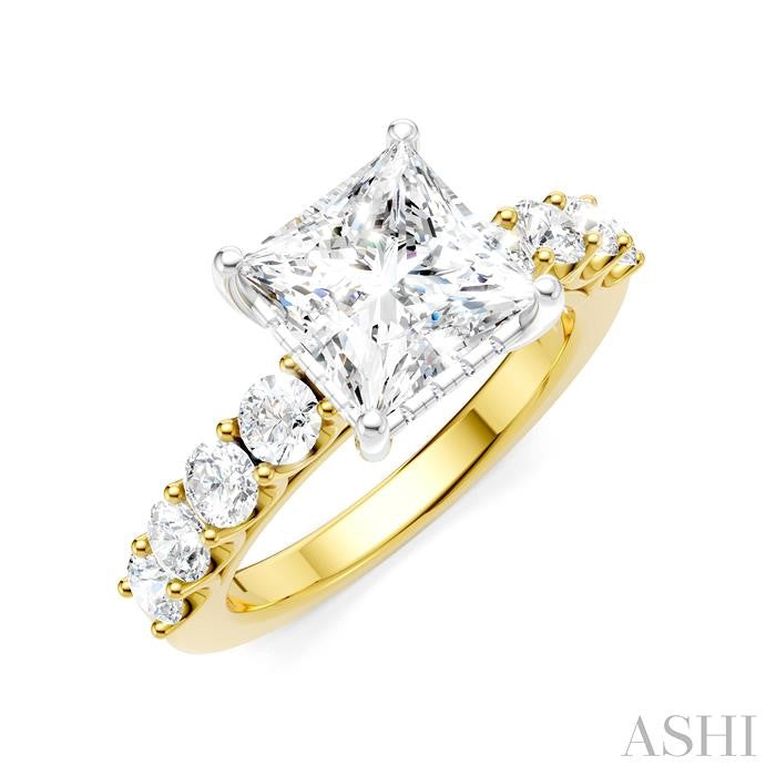 ASHI Princess Shape Semi-Mount Diamond Engagement Ring 193A2PPFHYW-SM-PN2