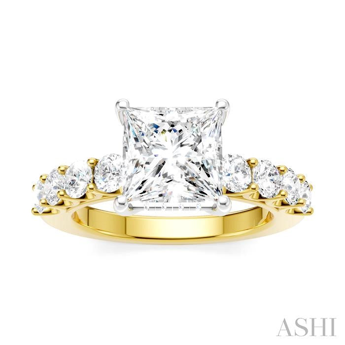 ASHI Princess Shape Semi-Mount Diamond Engagement Ring 193A2PPFHYW-SM-PN2