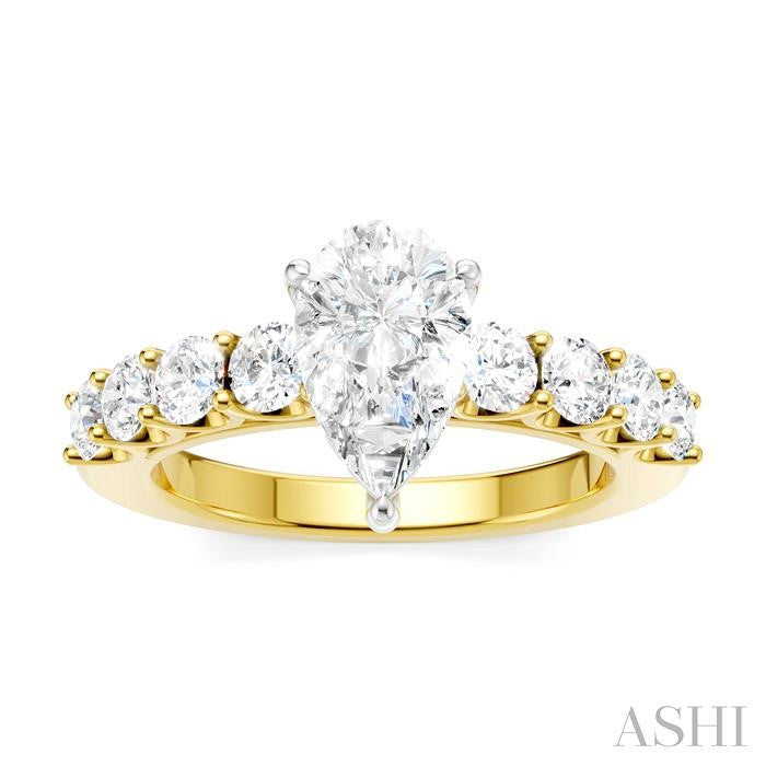 ASHI Pear Shape Semi-Mount Diamond Engagement Ring 193A2PPFHYW-SM-PR1
