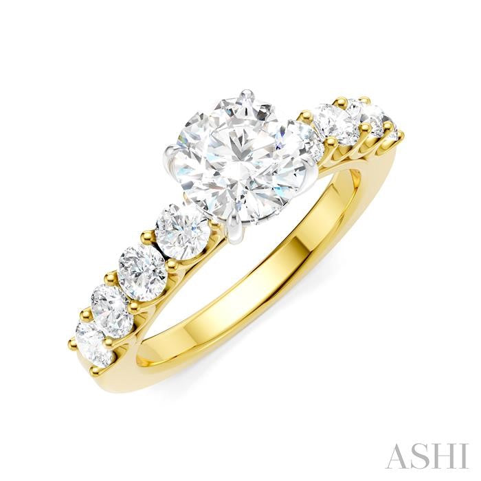 ASHI Round Shape Semi-Mount Diamond Engagement Ring 193A2PPFHYW-SM-RD1