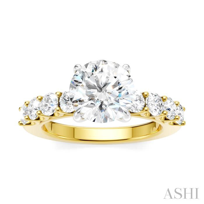 ASHI Round Shape Semi-Mount Diamond Engagement Ring 193A2PPFHYW-SM-RD2